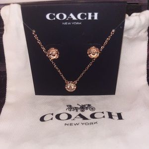 Coach Open Circle Necklace and Tea Rose Stud Set